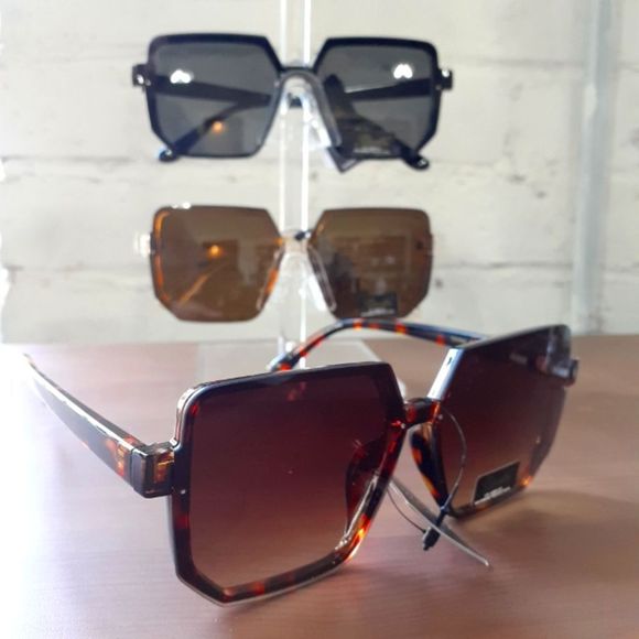 THREE PAIR sunglasses by Designer Luxury, Pink/Black/Tortoise, NEW oversized - Picture 3 of 4